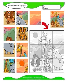 Puzzle Kes Yapıştır Çalışma Sayfaları